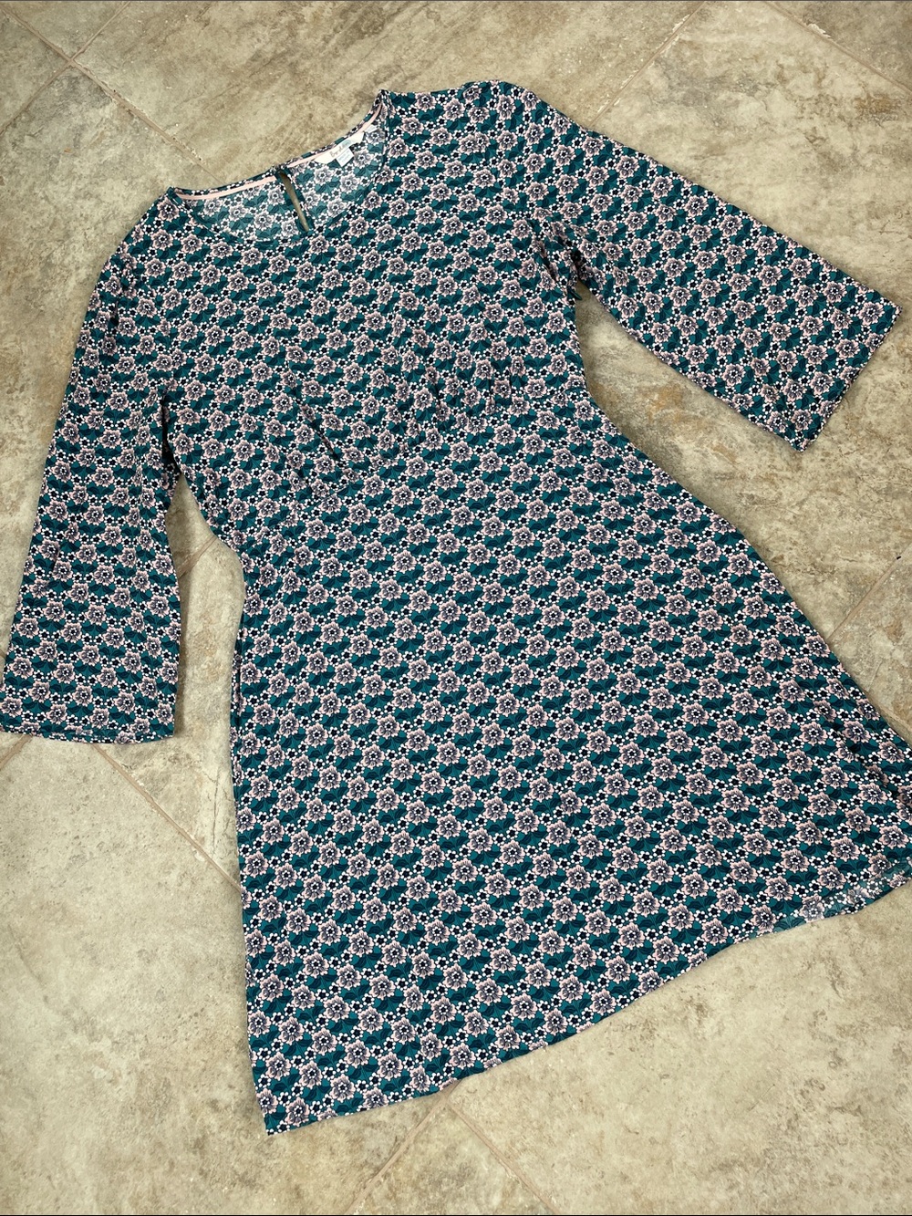 Boden Women’s Teal Floral Shift Dress - Elegant Casual Wear